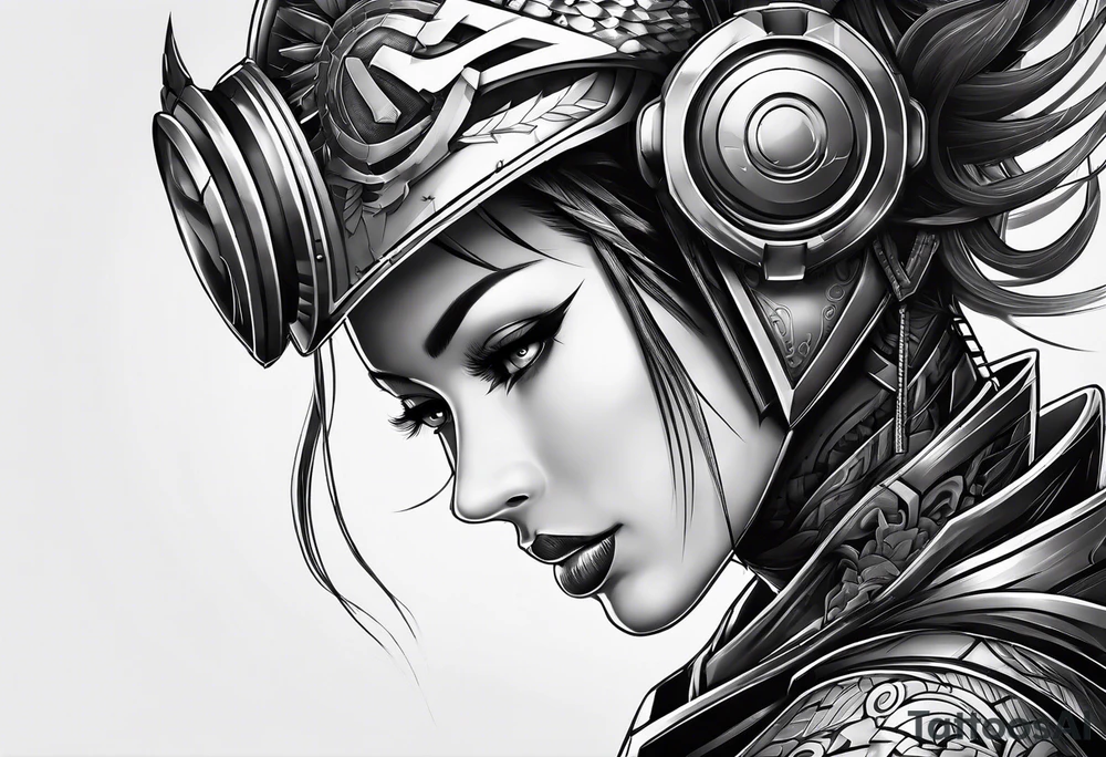 Modern robot ninja tattoo idea