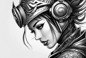 Modern robot ninja tattoo idea