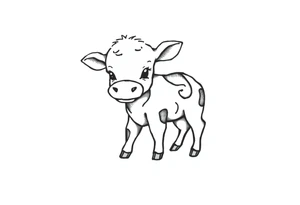 cute black and white baby cow tattoo idea