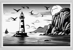 mat  de voilier en forme de phare marin. tattoo idea