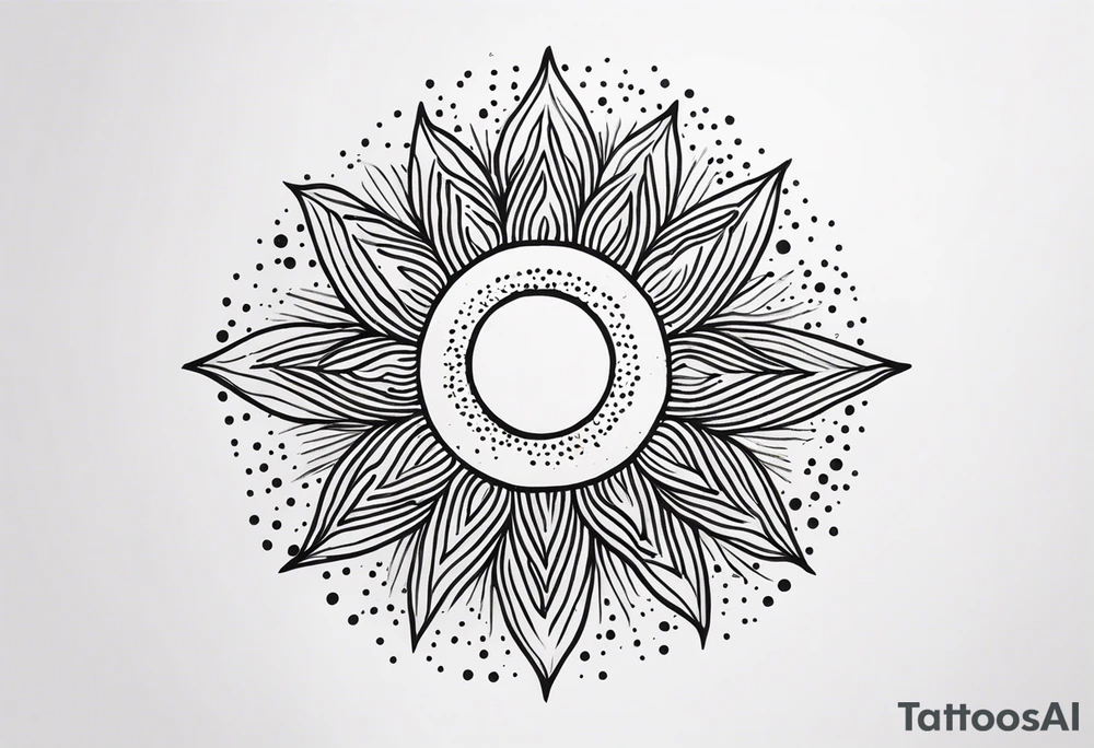 simple sun made of black dots and circles tattoo idea