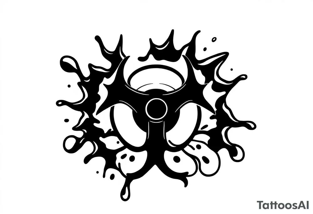 Contagion sign with toxic spill behind tattoo idea