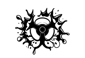 Contagion sign with toxic spill behind tattoo idea
