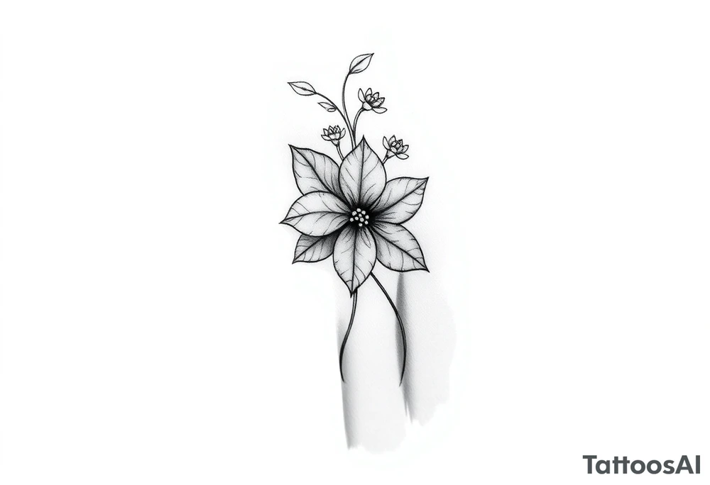 Baby hand print, Freya, 25.07.2024, larkspur flower tattoo idea