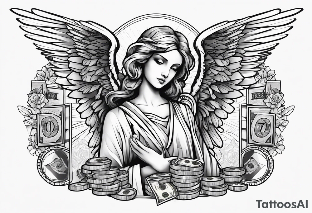 Angel with cash tattoo idea