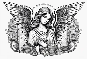 Angel with cash tattoo idea