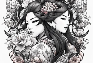 Izanami-no-mikoto half dead half living tattoo idea