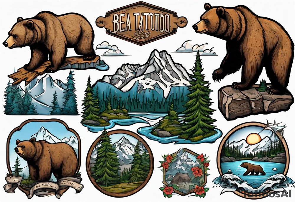 British Columbia landscape inside of a bear tattoo idea