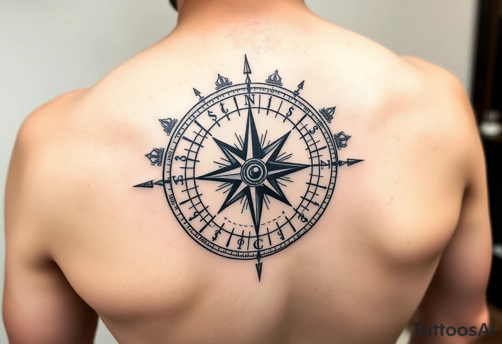Bold compass tattoo idea