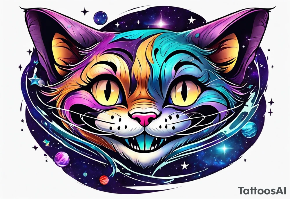 Cheshire cat in space tattoo idea