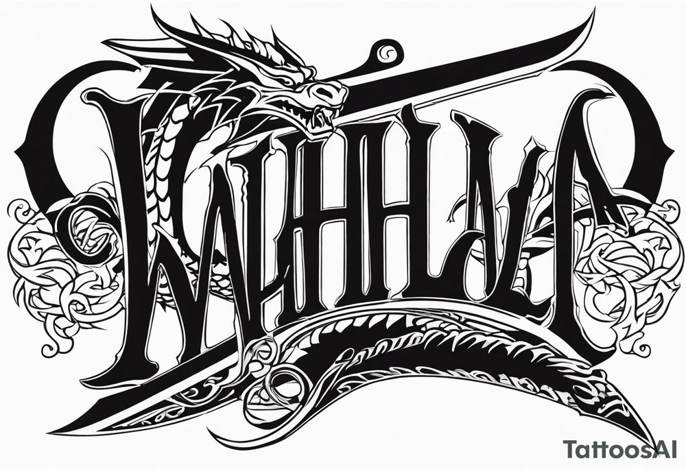 Valhalla  dragon sword stairwell tattoo idea