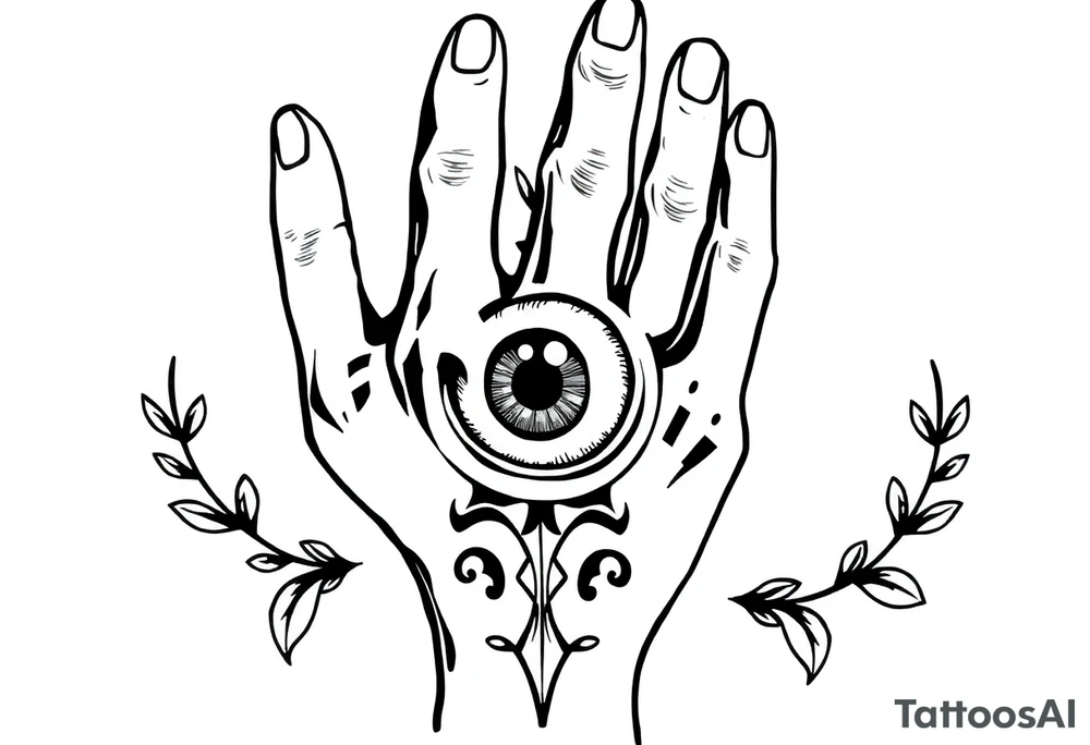 una mano con una copa y un ojo en la copa tattoo idea