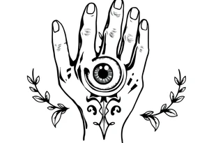 una mano con una copa y un ojo en la copa tattoo idea