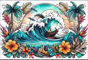 Animal , ocean, palm tattoo idea