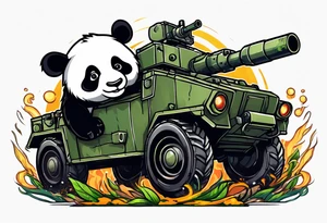 Combat Panda with anti tank mine and riffle tattoo idea