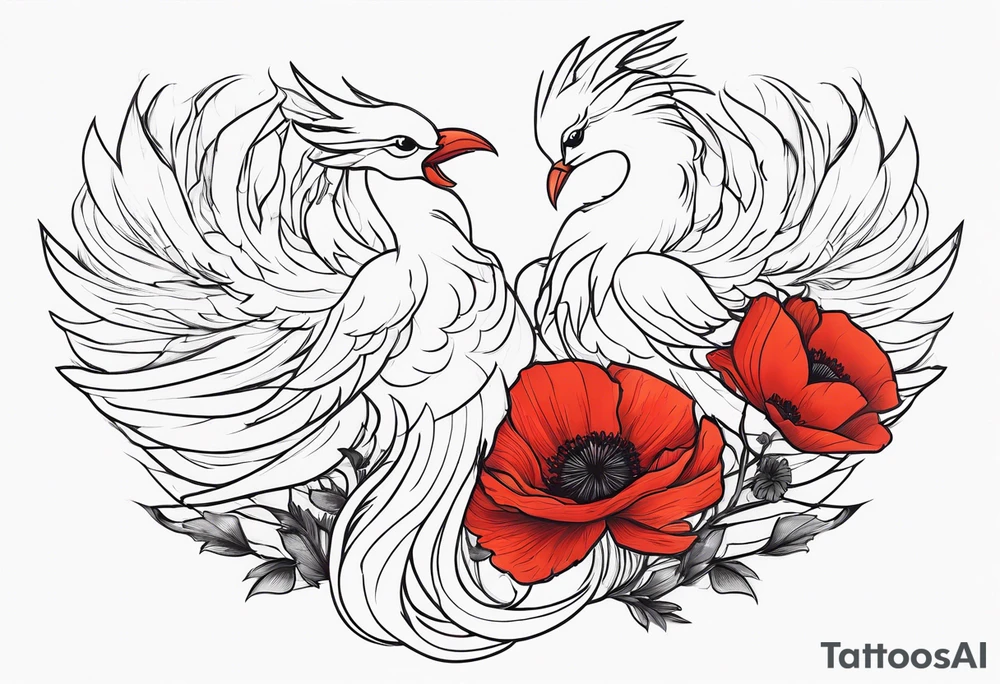 elongated pheonix holding red poppies in claw tattoo idea elongated pheonix holding red poppies in claw tattoo idea