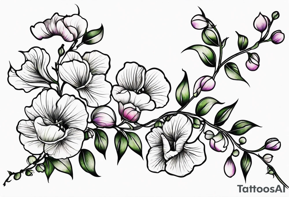 sweet peas vine design tattoo idea