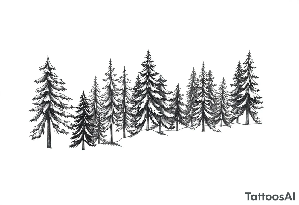 Coniferous forest tattoo sleeve black and gray tattoo idea