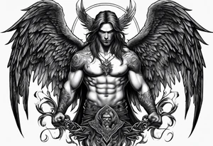 Demonic Male angel from hell tattoo idea