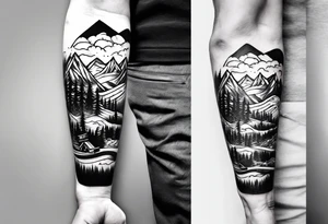 snowboarding & mountains tattoo idea