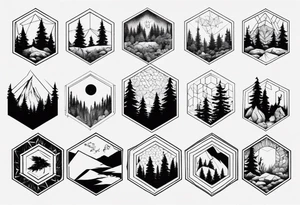 The forest extends beyond the boundaries of the hexagon tattoo idea