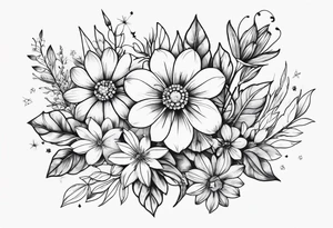 small diamond shape wildflowers tattoo idea