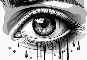 A realistic majestic human eye crying tears of blood tattoo idea