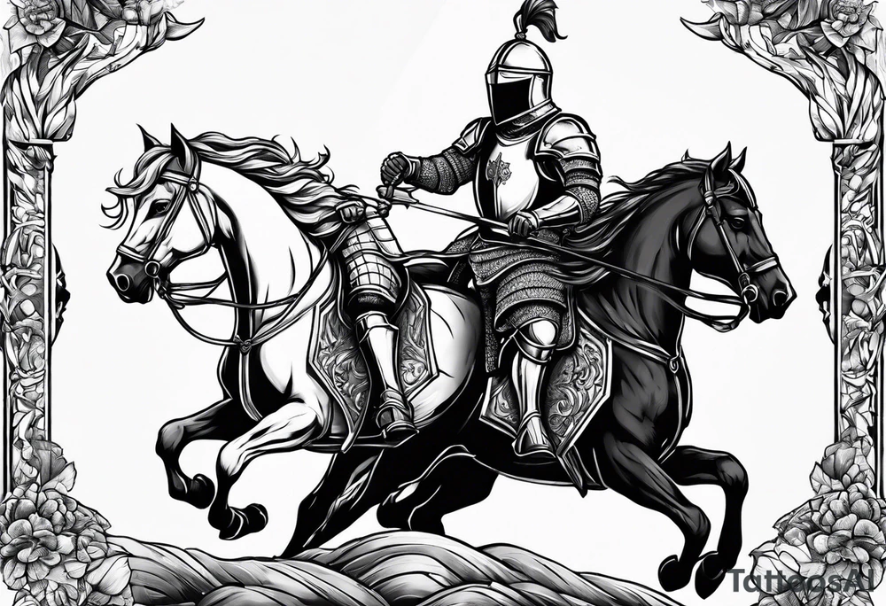 two sexy male knights tattoo idea