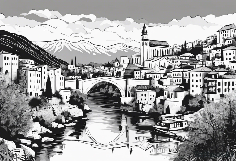 The city of Mostar. Now put a warrior in front. tattoo idea