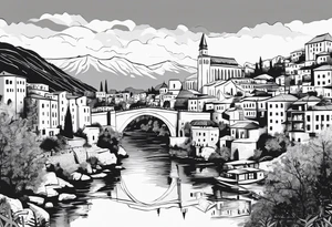 The city of Mostar. Now put a warrior in front. tattoo idea