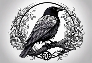 world tree with a raven and knotwork sleeve tattoo tattoo idea