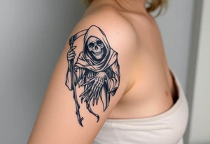 full sleeve grim reaper tattoo idea