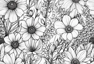 Wildflowers, prairie plants, vertical tattoo idea