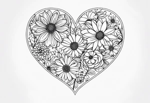 aster flowers shaping a heart with the name Cameron used to draw the heart and the time 8:34am written in words tattoo idea