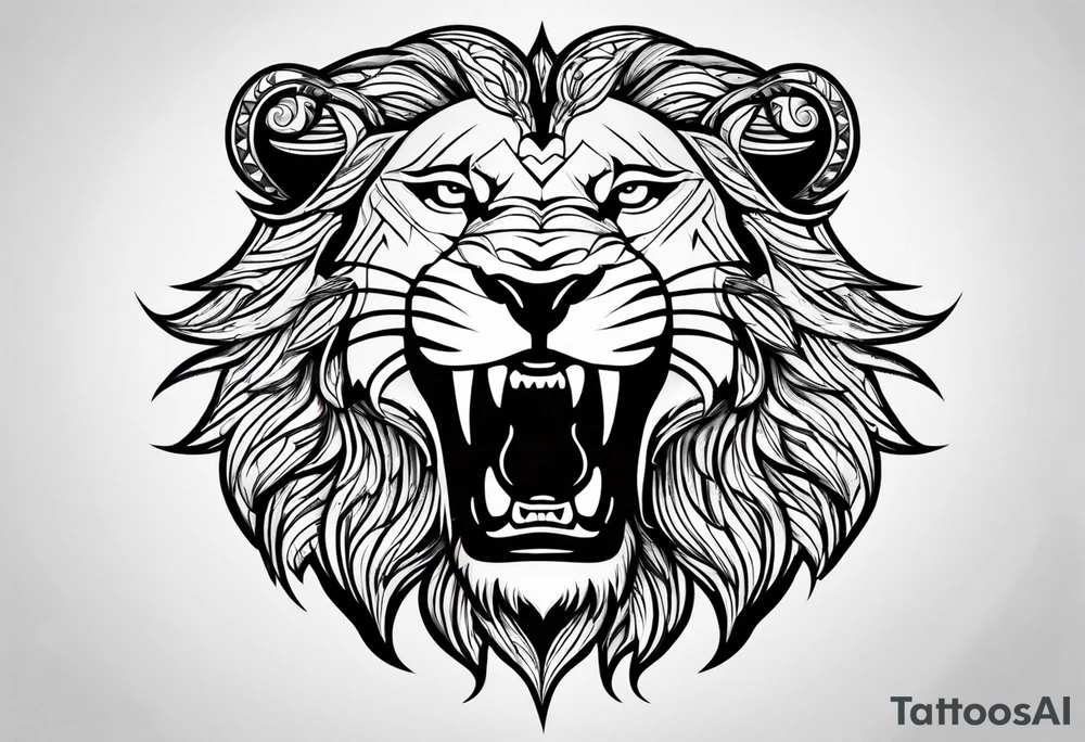 lion showing teeth tribal tattoo idea