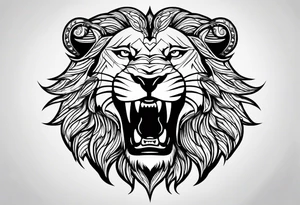 lion showing teeth tribal tattoo idea