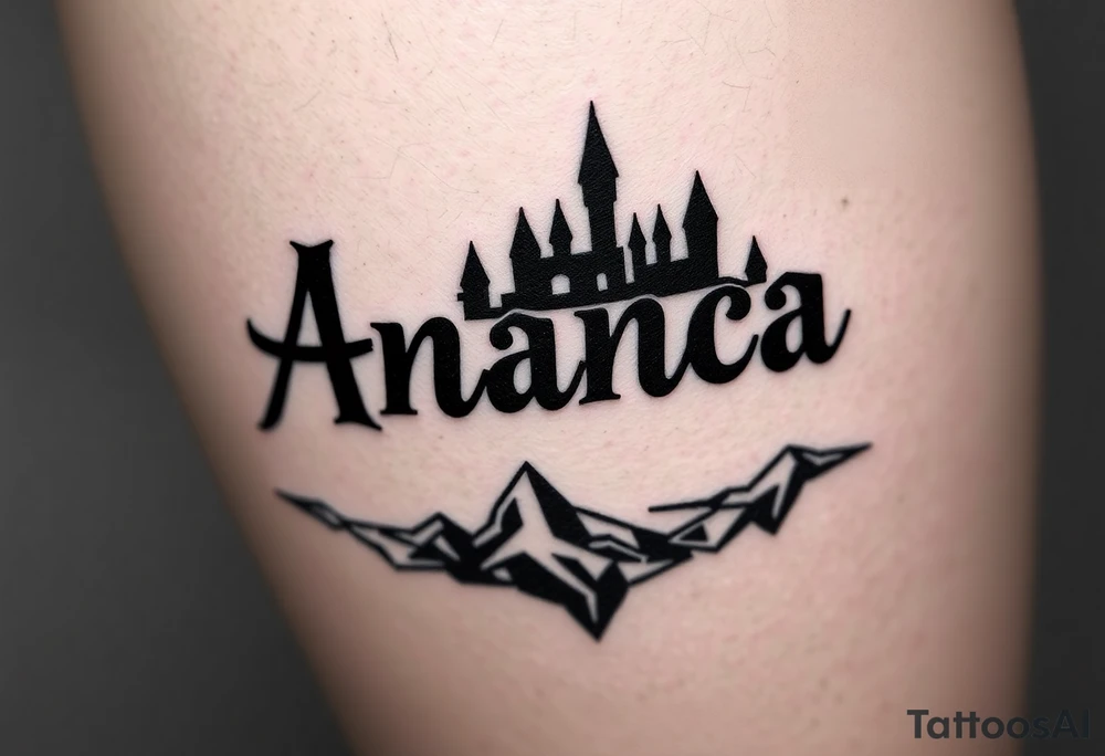 Name Amanda with Harry Potter theme tattoo idea