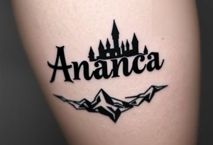 Name Amanda with Harry Potter theme tattoo idea