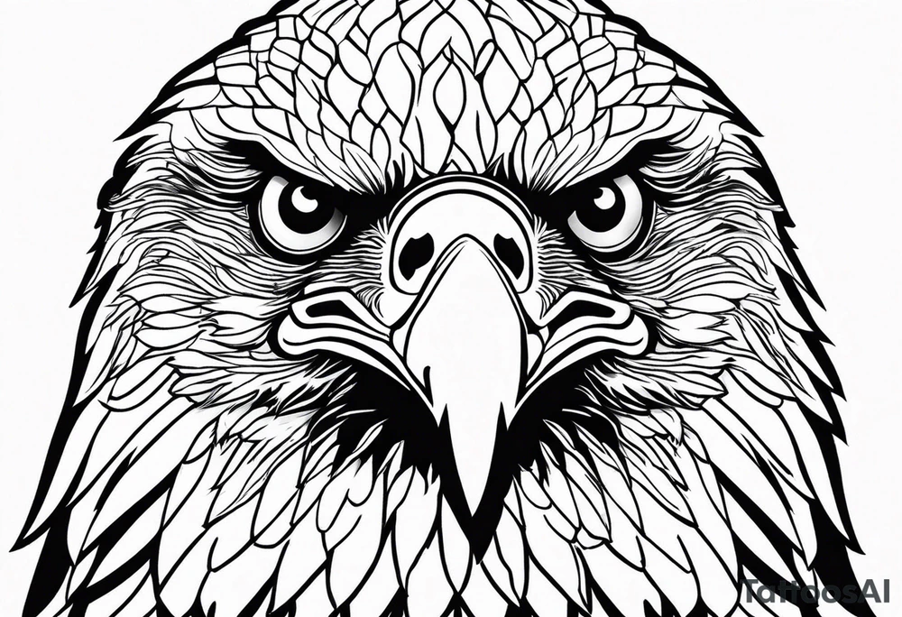 realistic eagle sit face front tattoo idea
