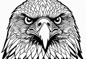 realistic eagle sit face front tattoo idea