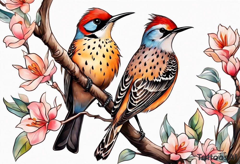 Flicker bird with baby tattoo idea