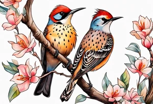 Flicker bird with baby tattoo idea