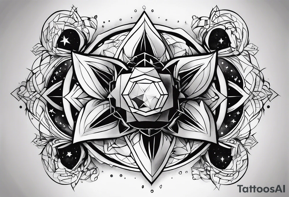 Tesseract and stars tattoo idea