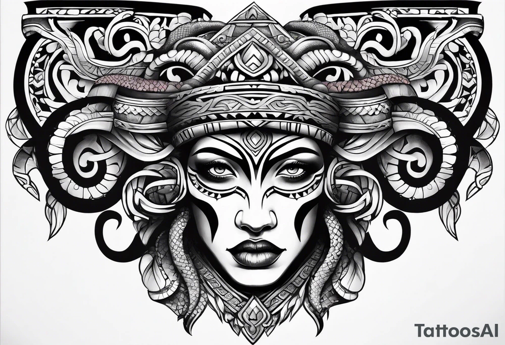 aztec snake sleeve tattoo idea