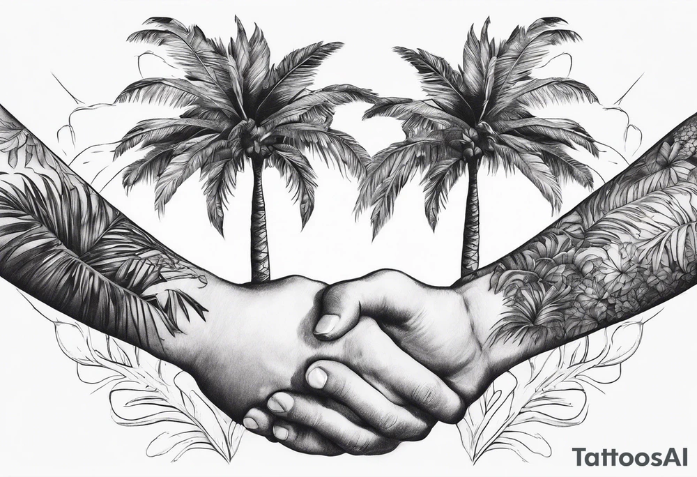 palm tree but switch leaves with hands tattoo idea