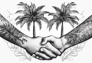 palm tree but switch leaves with hands tattoo idea
