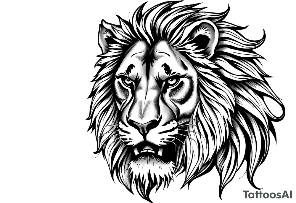 powerful majestic lion, close-up tattoo idea