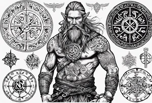 Norse god meili with vegvisir background tattoo idea