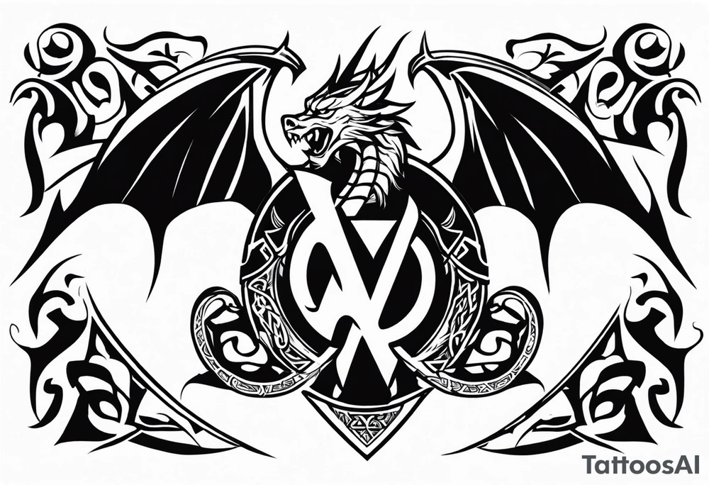 Valhalla sword shield dragon axe Valknut tribal tattoo idea Valhalla sword shield dragon axe Valknut tribal tattoo idea