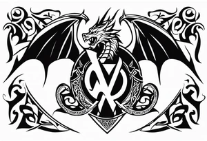 Valhalla sword shield dragon axe Valknut  tribal tattoo idea